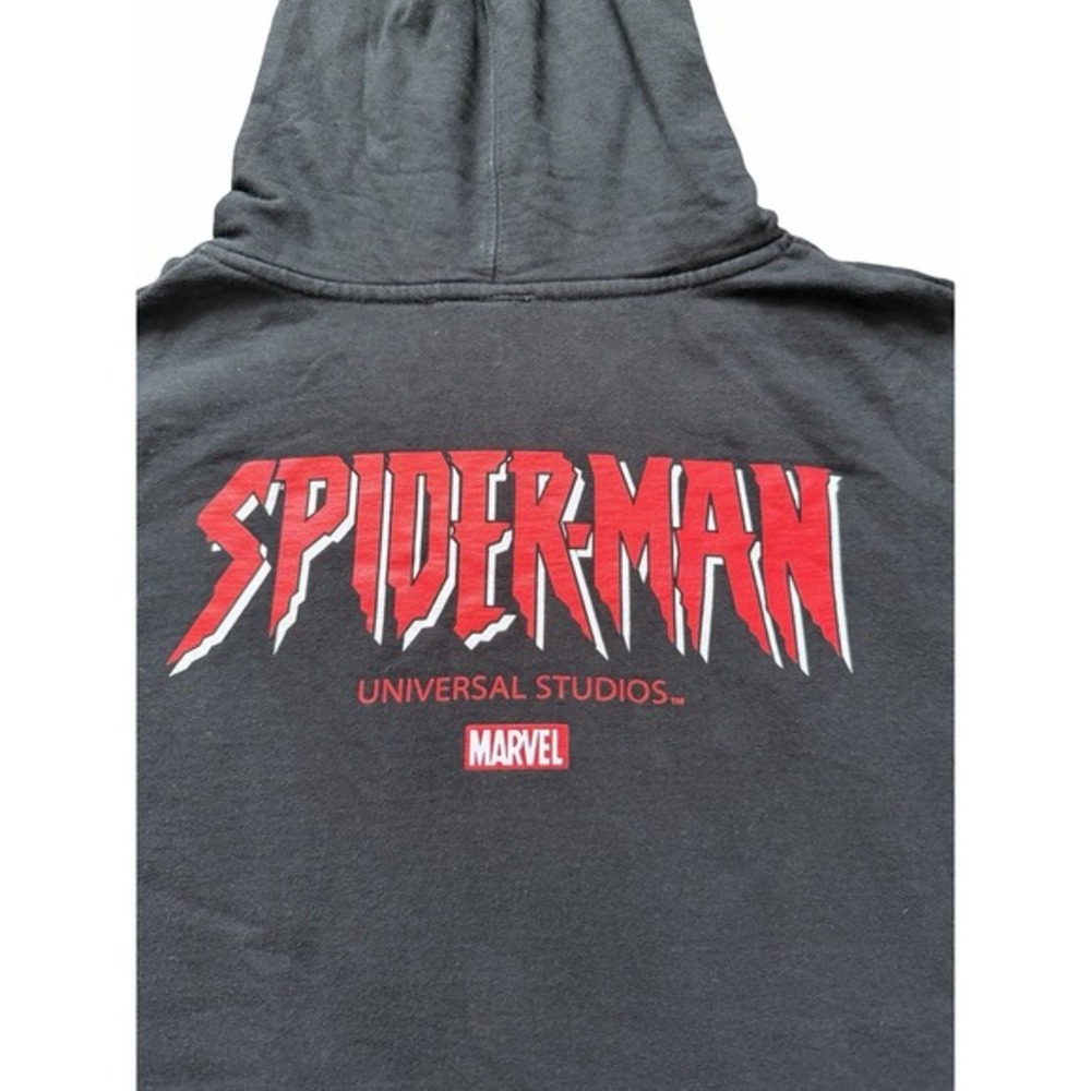 Spider-Man Universal Studios‎ Marvel Hoodie Black Embroidered Logo Mens Medium M - Picture 7 of 9